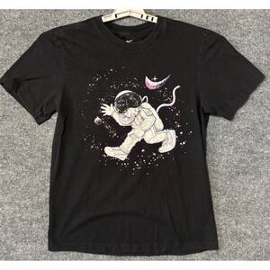 Nike Air Astronaut Graphic T Shirt Mens Size Small Black Cosmic Print Tee